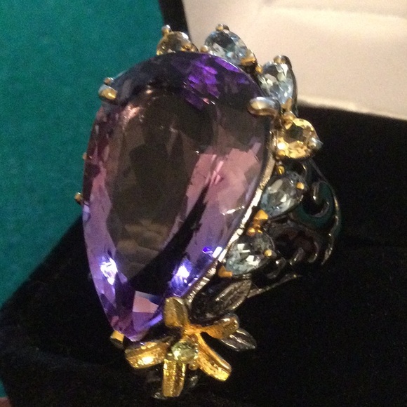 Super Stunning Genuine Top Quality Brazilian Amethyst Ring - Picture 4 of 14